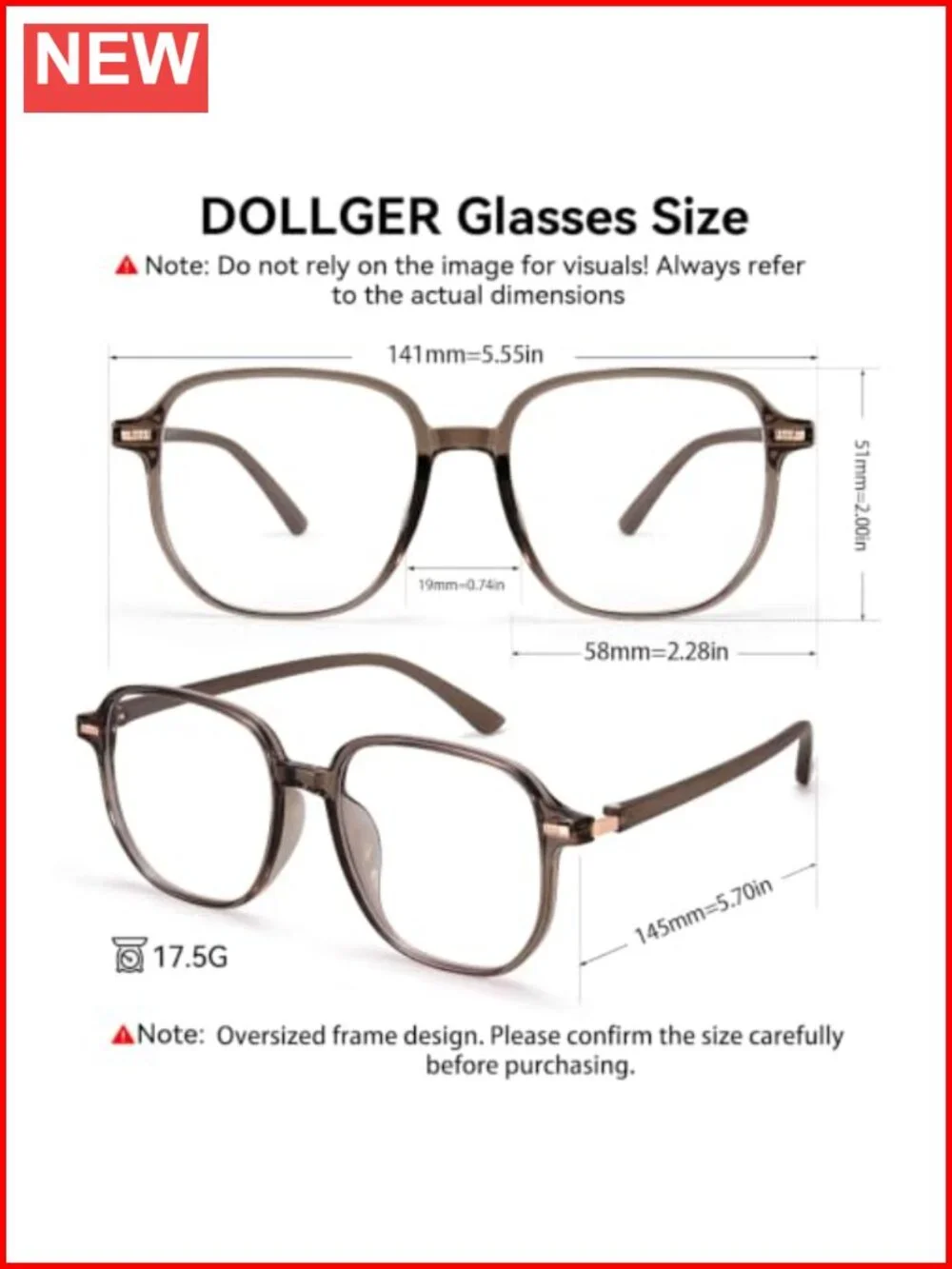 Oversized Square TR90 Blue Light Blocking Glasses for Women Lightweight